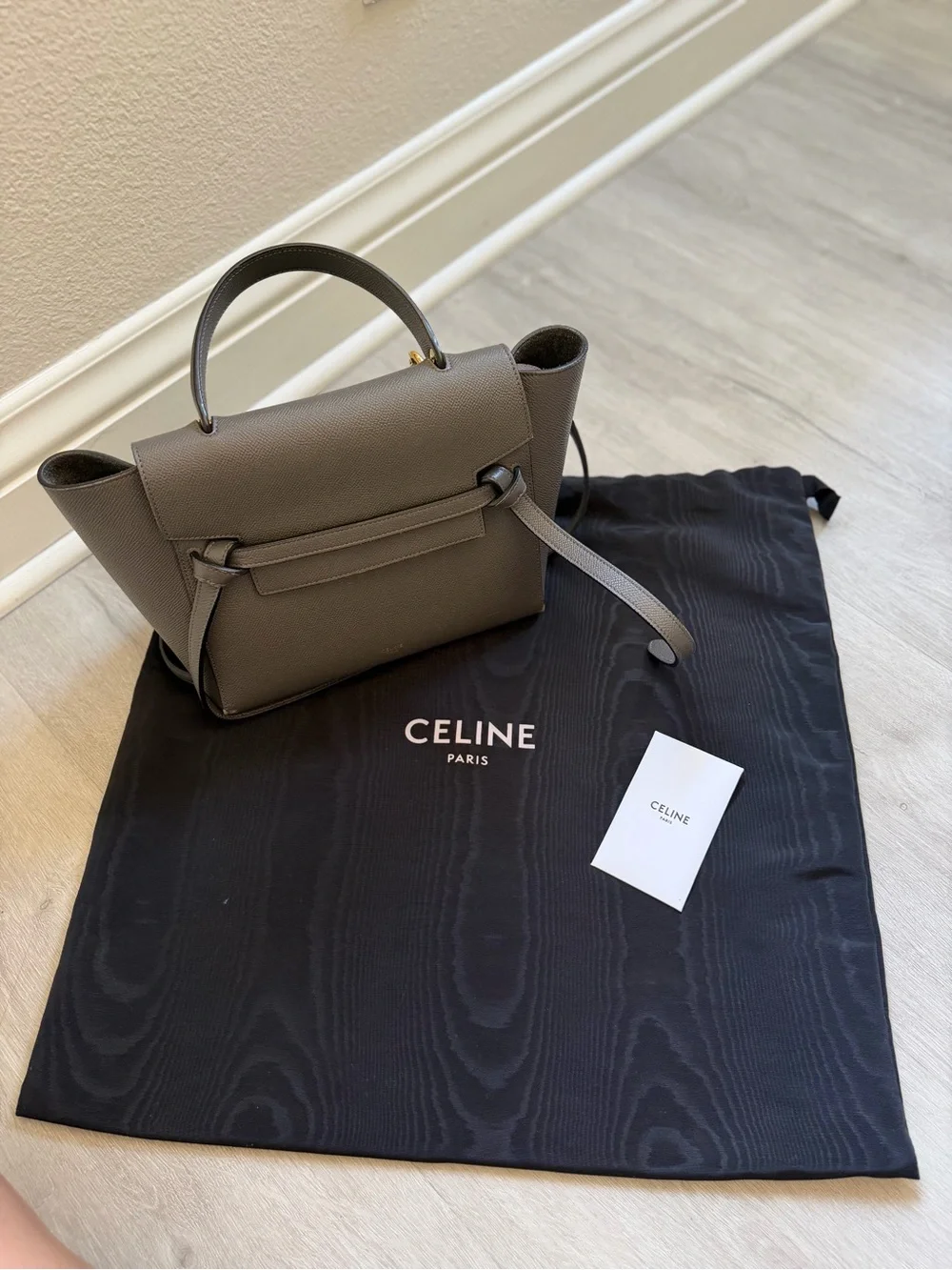 Celine grey Leather Micro Belt Satchel